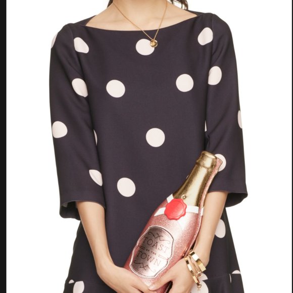 kate spade champagne bottle clutch purse bag in rose gold nwot - Picture 4 of 8